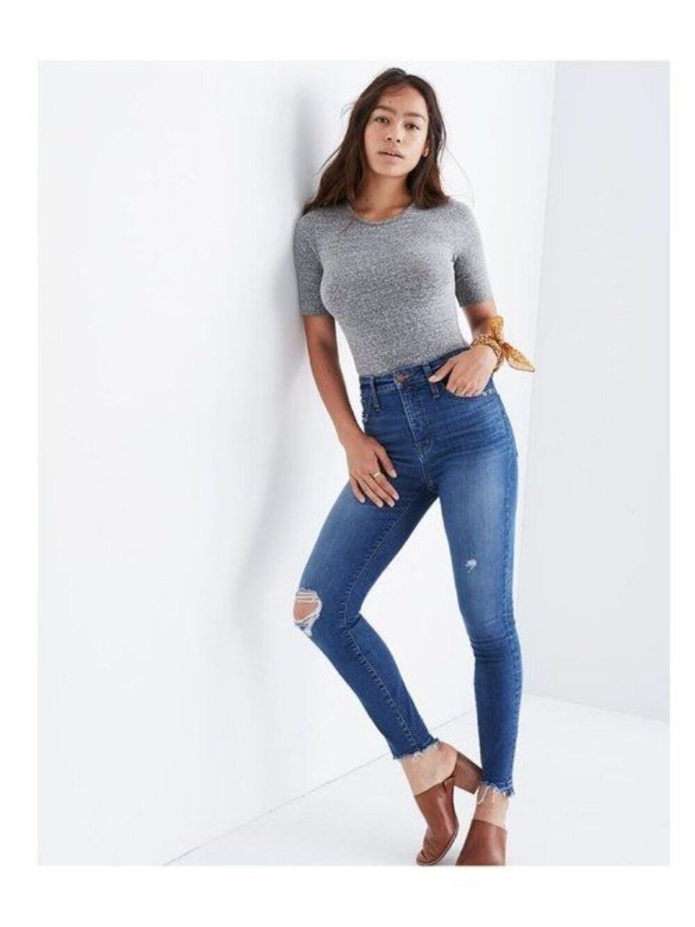 MADEWELL Curvy High-Rise Skinny Jeans: Drop Step-Hem Edition - 25